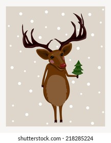 reindeer with christmas tree