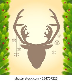 Reindeer and Christmas tree abstract background