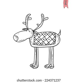 Reindeer Christmas vector illustration.