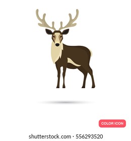 Reindeer color flat icon for web and mobile design