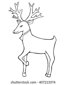 Reindeer Coloring book. Deer isolated. Vector, illustration.