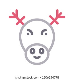 reindeer colour line vector icon