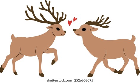 Reindeer couple hand drawn illustration