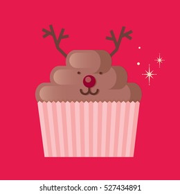 reindeer cupcake vector/illustration