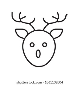 Reindeer Cute Animal Line Icon 