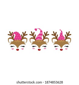 Reindeer cute vector illustration. Childish vector print.

