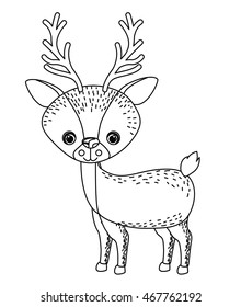 reindeer cute wildlife icon vector isolated graphic