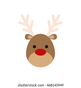 reindeer deer cartoon merry christmas celebration icon. Isolated and flat illustration, vector