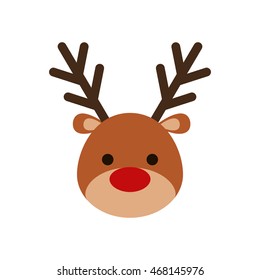 reindeer deer cartoon merry christmas celebration icon. Isolated and flat illustration, vector