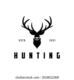 reindeer deer stag buck doe antler silhouette hunting season wildlife sport animal logo design