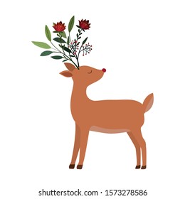 Reindeer design, Merry christmas season decoration card invitation celebration and holiday theme Vector illustration