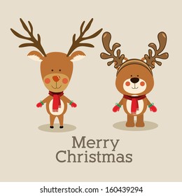 reindeer design over beige background vector illustration