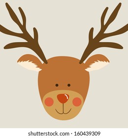 reindeer design over beige background vector illustration