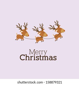 reindeer design over purple  background vector illustration
