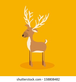 reindeer design over yellow background vector illustration