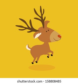 reindeer design over yellow background vector illustration