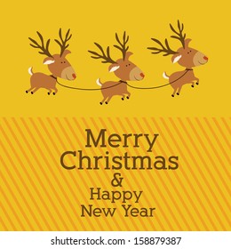 reindeer design over yellow  background vector illustration