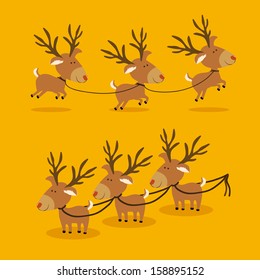 reindeer design over yellow  background vector illustration