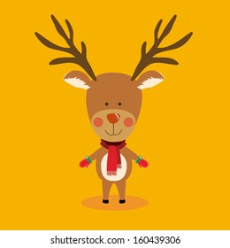 reindeer design over yellow background vector illustration