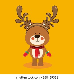 reindeer design over yellow background vector illustration