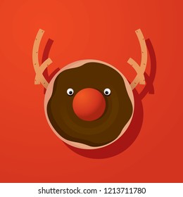 reindeer donut/christmas vector/illustration