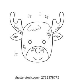 Icono de doodle de reno con fondo blanco Vector Ilustración de stock