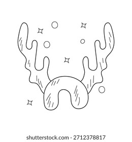 Icono de doodle de reno con fondo blanco Vector Ilustración de stock