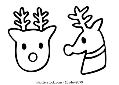 Reindeer doodle vector Christmas holidays season draw and phrases for cards, banners, posters, scrapbooking, pillow, cups and clothes design. 