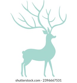 Reindeer, elk, deer in turquoise with a transparent background