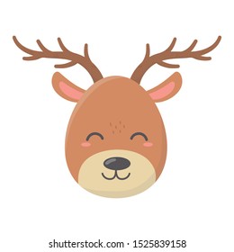 Reindeer Face Celebration Merry Christmas Vector Illustration