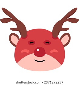 reindeer face, cute characte face, flat design, christmas festival day, merry xmas, vector illustration