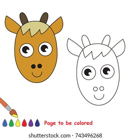 Reindeer Face Head to be colored, the coloring book for preschool kids with easy educational gaming level.