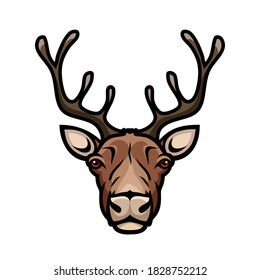 Reindeer face template isolated vector illustration