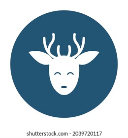 Reindeer Face white glyph with color background vector icon which can easily modify or edit 