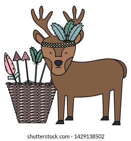 reindeer with feathers hat and basket of arrows bohemian style