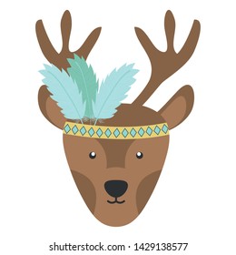 reindeer with feathers hat bohemian style character