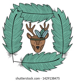 reindeer with feathers hat frame bohemian style character