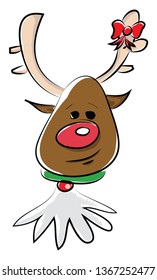 Reindeer in festive costume vector or color illustration