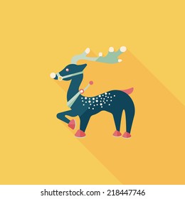 Reindeer flat icon with long shadow eps10