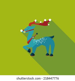 Reindeer flat icon with long shadow eps10