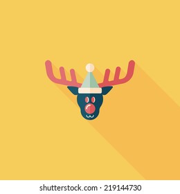 Reindeer flat icon with long shadow, eps10
