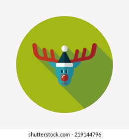 Reindeer flat icon with long shadow, eps10