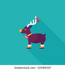 Reindeer flat icon with long shadow, eps10