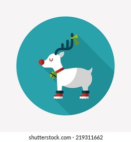 Reindeer flat icon with long shadow, eps10