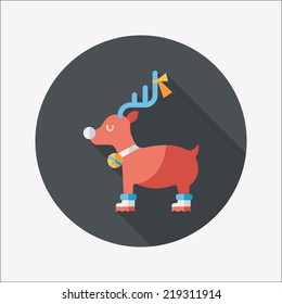 Reindeer flat icon with long shadow, eps10