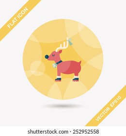 Reindeer flat icon with long shadow, eps10