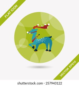 Reindeer flat icon with long shadow eps10