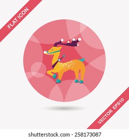 Reindeer flat icon with long shadow eps10