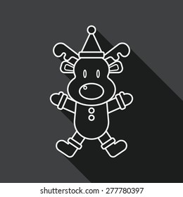 Reindeer flat icon with long shadow, eps10, line icon
