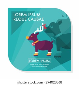 Reindeer flat icon with long shadow, eps10